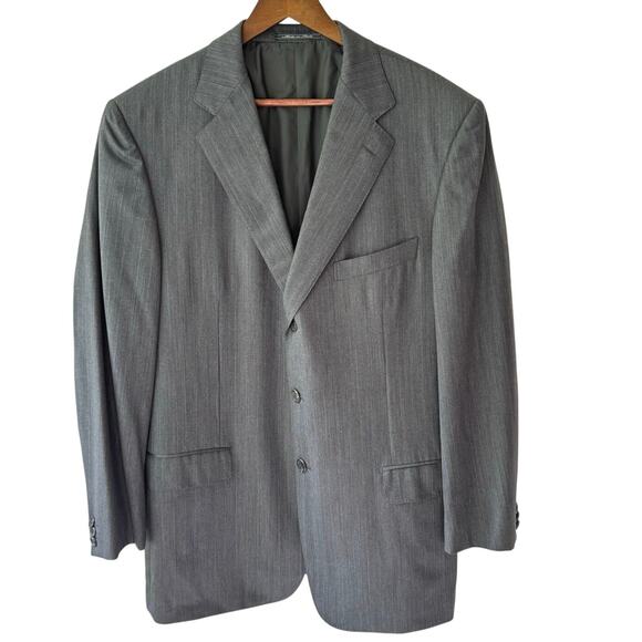 Ermenegildo Zegna Other - Ermenegildo Zegna Mens 46 Herringbone Suite Jacket 15 Milmil 15 Wool Gray READ
